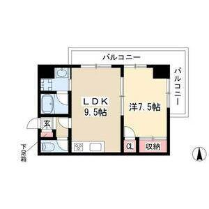 ゴールドハイツ渡辺 かもめ(1LDK/3階)の間取り写真