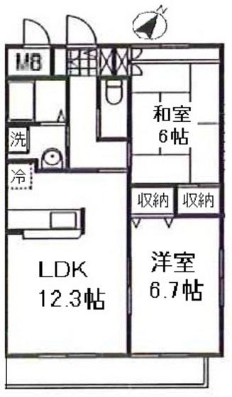 ミニヨンフルールAWA(2LDK/3階)の間取り写真