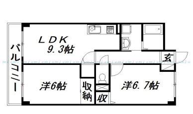 ピース1(2LDK/1階)の間取り写真
