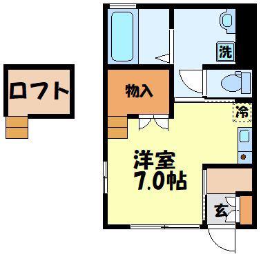ハッピーキャッスル(ワンルーム/1階)の間取り写真