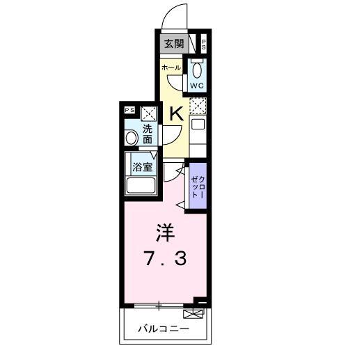フォーシーズン千葉(1K/7階)の間取り写真