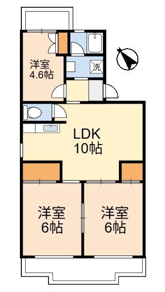 サンアムール(3LDK/2階)の間取り写真
