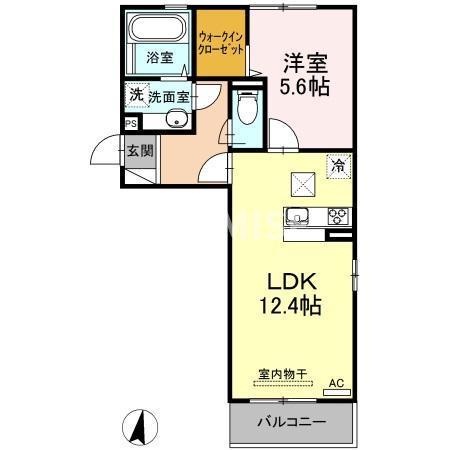 イストワールFIV(1LDK/1階)の間取り写真