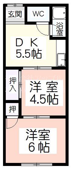 光明荘(2DK/2階)の間取り写真