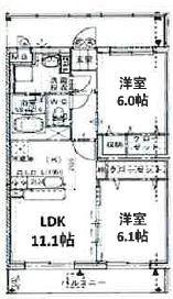 STELLA小池原(2LDK/5階)の間取り写真