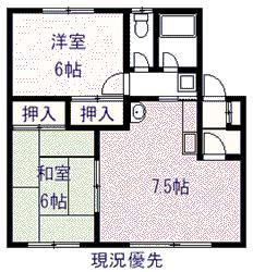 上田第1レジデンス(2LDK/2階)の間取り写真