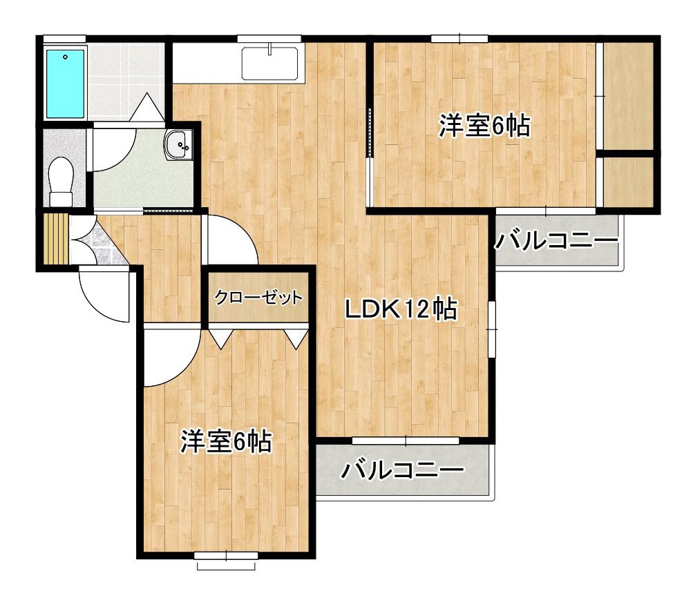 ウィスタリアコーポ2号館(2LDK/2階)の間取り写真