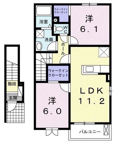 アルバ・TAKA B(2LDK/2階)の間取り写真