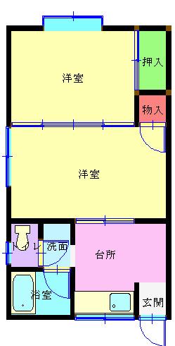 ロイヤルコート B104(2DK/1階)の間取り写真