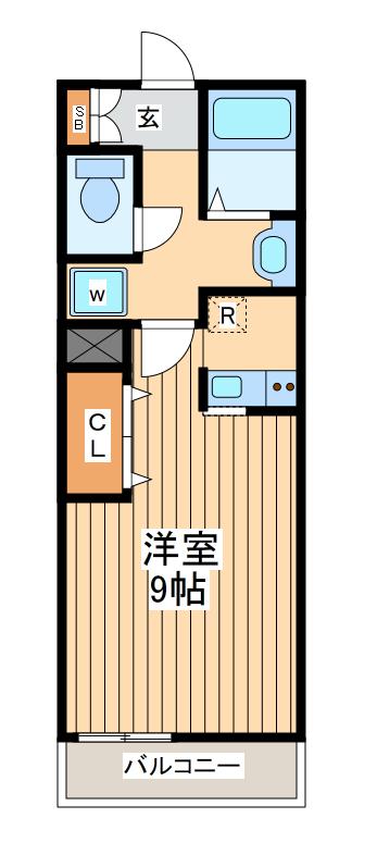 相模ブリッサ(1K/3階)の間取り写真