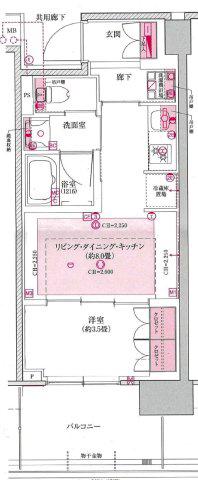 BRILLIATOWER箕面船場TOP OF THE HILL(1LDK/13階)の間取り写真