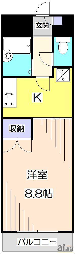 ドミネント清水(1K/2階)の間取り写真