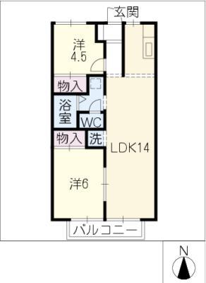 プレジールサクラ(2LDK/1階)の間取り写真