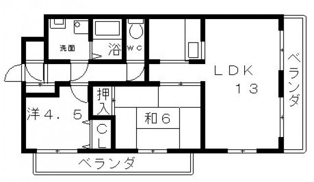 ぷりんすマンション(2LDK/9階)の間取り写真