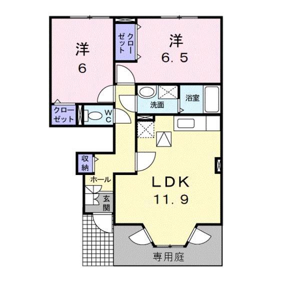 フォーラムⅡ(2LDK/1階)の間取り写真