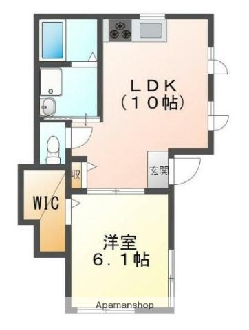スピカ上町(1LDK/2階)の間取り写真