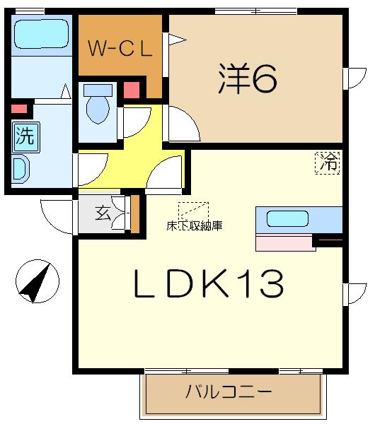タウンシャトルⅡ(1LDK/1階)の間取り写真
