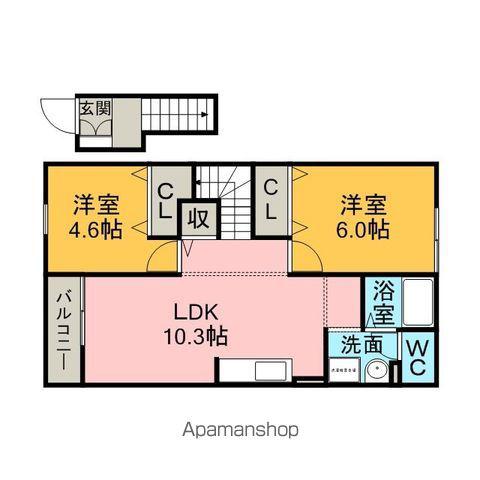ガーデンスウィート(2LDK/2階)の間取り写真