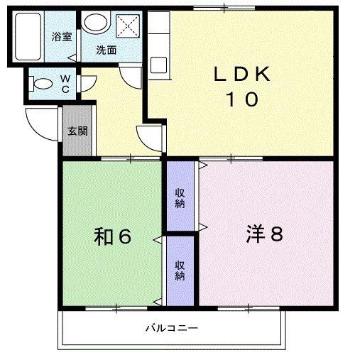 ハイツ沖田I(2LDK/2階)の間取り写真