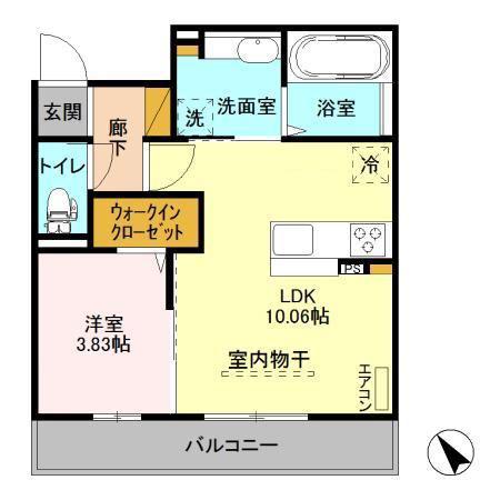 クレール白井(1LDK/2階)の間取り写真