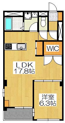 ヴィラスタジオーネ御所南(1LDK/3階)の間取り写真