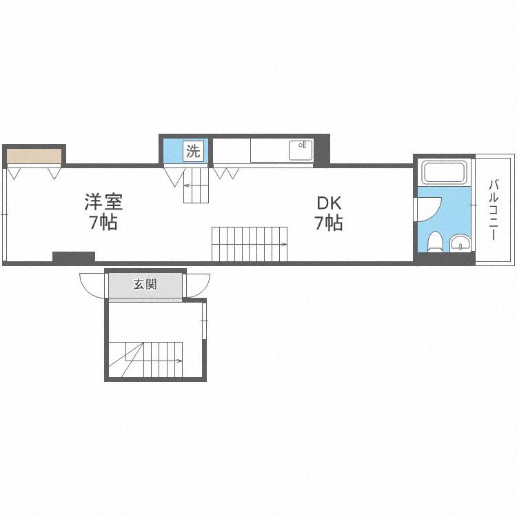 是空弁天(1LDK/1階)の間取り写真