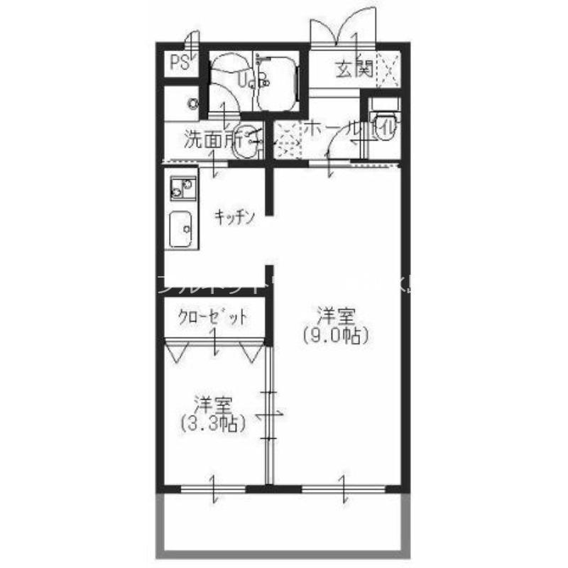 山善マンション(1LDK/3階)の間取り写真