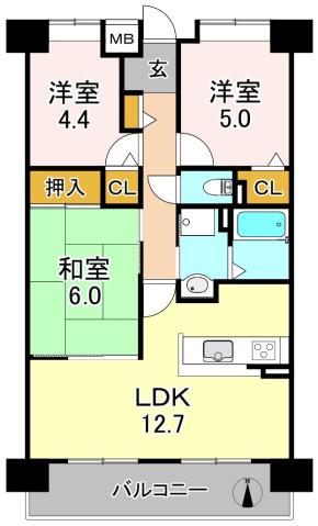 アレフ長吉(3LDK/7階)の間取り写真