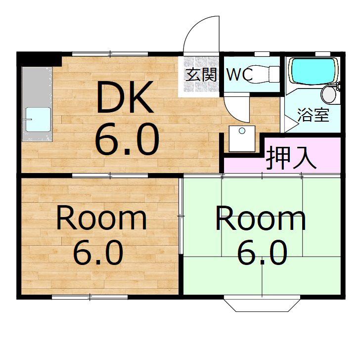 ドミール21(2DK/2階)の間取り写真