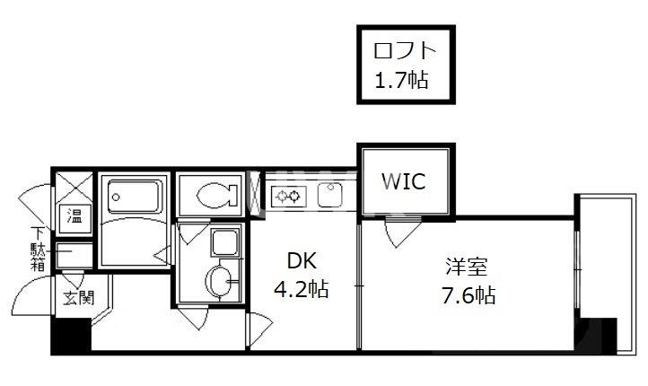 ウイングヒルズ京都南(1K/6階)の間取り写真