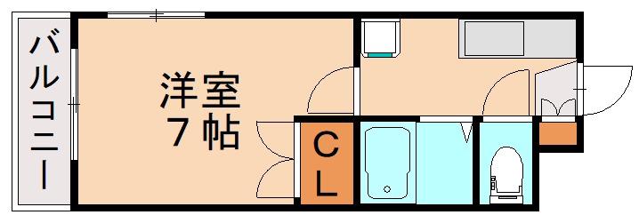 シャトレ新高I(1K/3階)の間取り写真