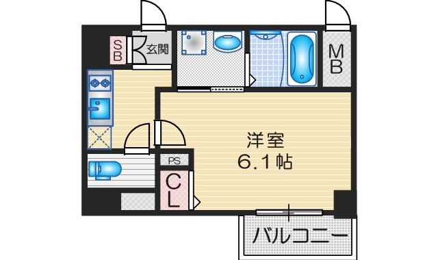 エスリード江坂セントラム(1K/14階)の間取り写真