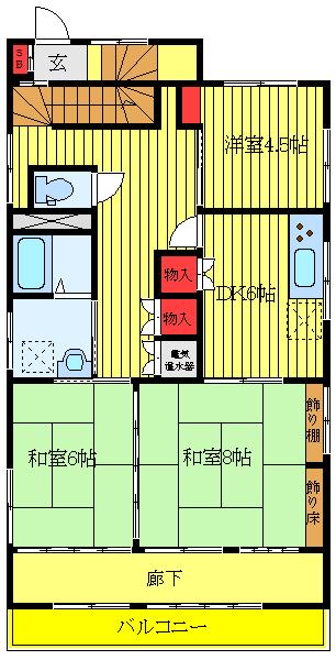 アーバンプレイス高野(3DK/2階)の間取り写真