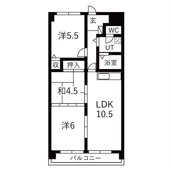 グランドールYK(3LDK/4階)の間取り写真