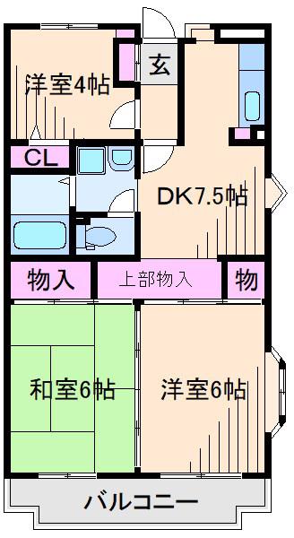 ピーチラフォンテ(3DK/4階)の間取り写真