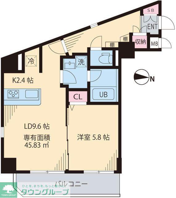 シャルマン三鷹(1LDK/5階)の間取り写真