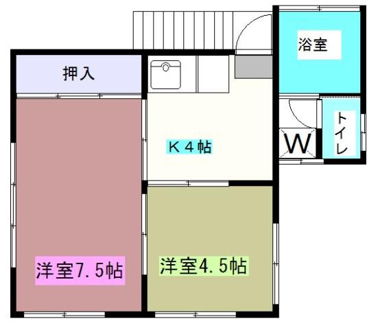 SUGIYAMA荘2号(2K/2階)の間取り写真