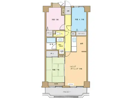 御殿場レックスハイツ(3LDK/3階)の間取り写真