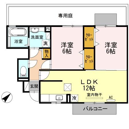 セジュール本郷(2LDK/1階)の間取り写真