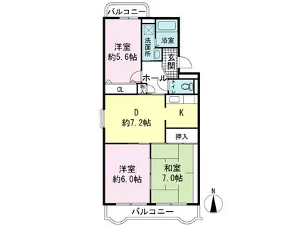 メゾンクレール(3LDK/1階)の間取り写真
