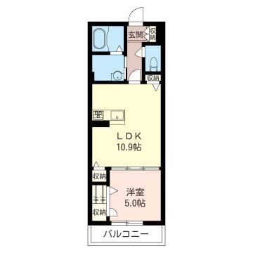 カーサ・ノヴァエラ(1LDK/2階)の間取り写真