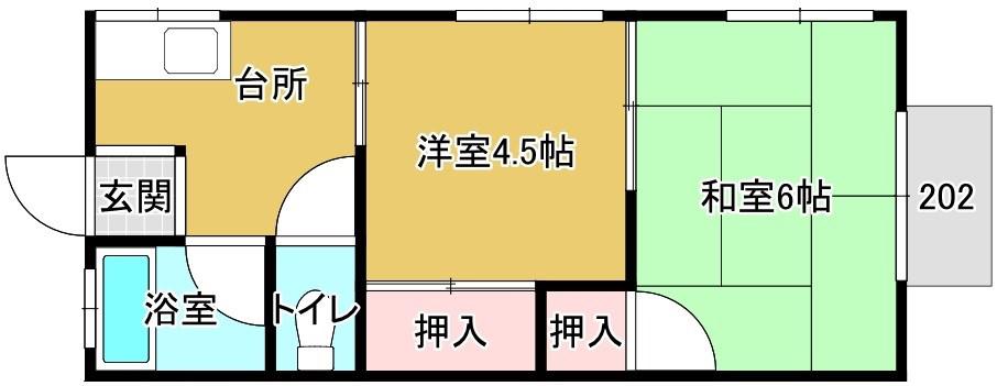 サンハイツ(2K/2階)の間取り写真