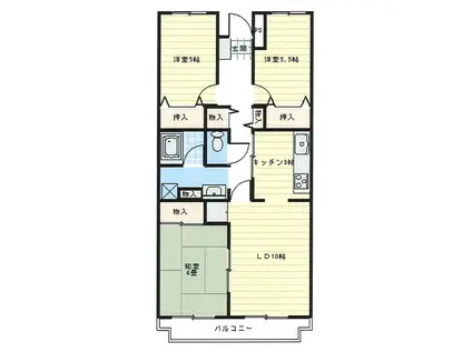 グランドゥール第一(3LDK/3階)の間取り写真