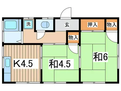 高谷荘2(2K/2階)の間取り写真