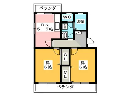 リサイア(2DK/1階)の間取り写真