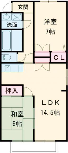 ブルウジュ(2LDK/2階)の間取り写真
