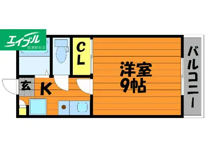 フォーバスIII(1K/2階)の間取り写真