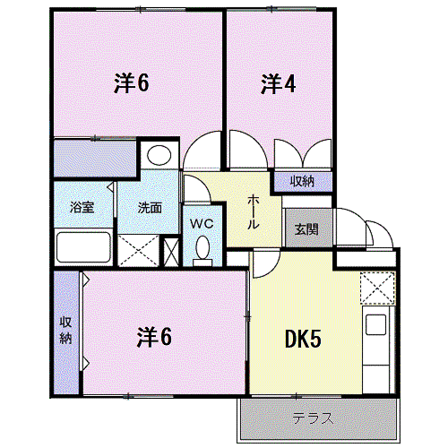 ヴィラ温井(3DK/1階)の間取り写真