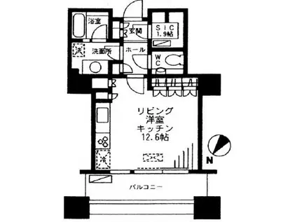 東京ツインパークスライトウイング(ワンルーム/17階)の間取り写真