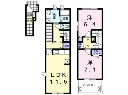 プリムローズHB(2LDK/2階)の間取り写真